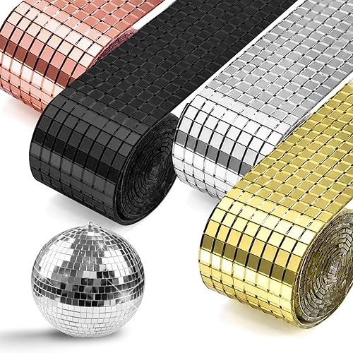 5856 azulejos de espejo de discoteca de 0.197 x 0.197 in, azulejos de mosaico de espejo de vidrio autoadhesivos, azulejos cuadrados pequeños para