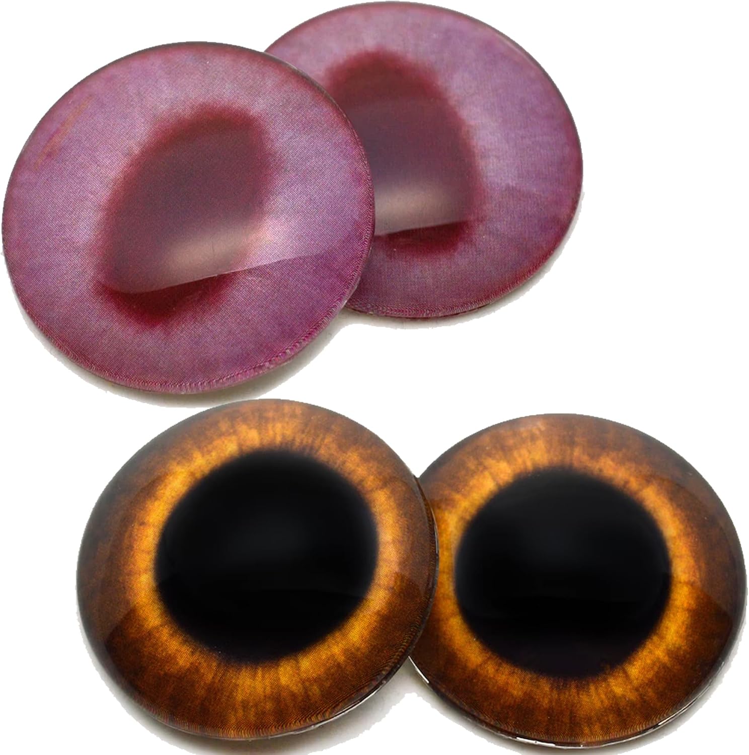 Rabbit Inspired Bundle - 40mm Albino and Brown Rabbit Glass Eyes Two Pairs Large Eyes for Polymer Clay Sculptures Faux Taximdery and Crafting Creations