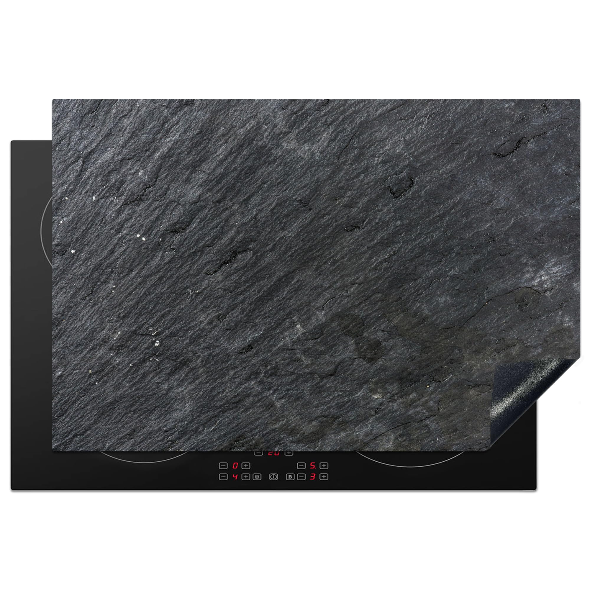 KitchenYeah© Induction Hob Protector Mat 20.1"x30.3" / 77x51 cm Cooker Top Protectors Cover Ceramic Covers Electric Hobs Vinyl Natural Stone - Industrial - Slate - Texture - Grey — image 1