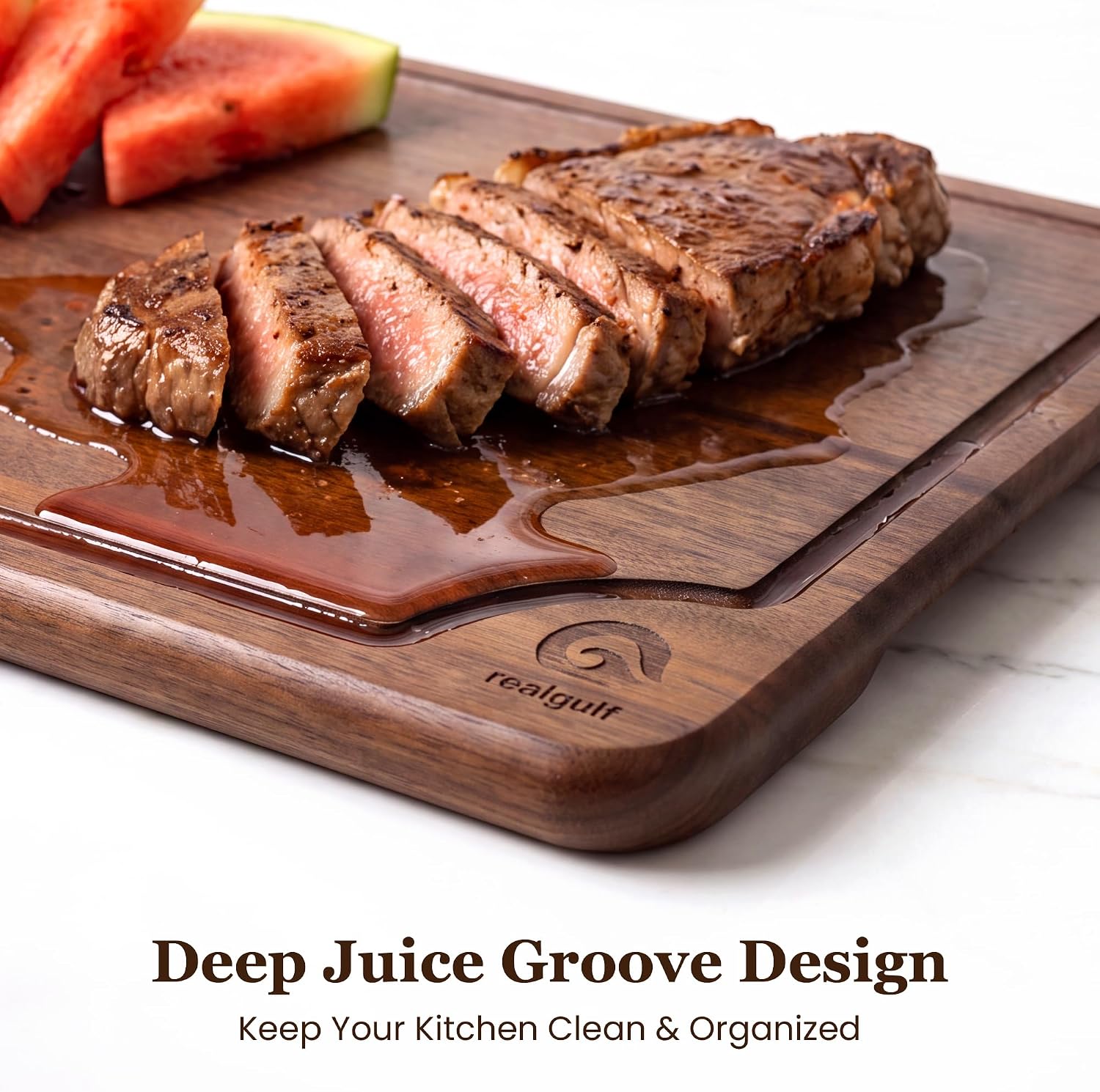 3-Piece Walnut Cutting Board Set, S/M/L Chopping Block with Groove