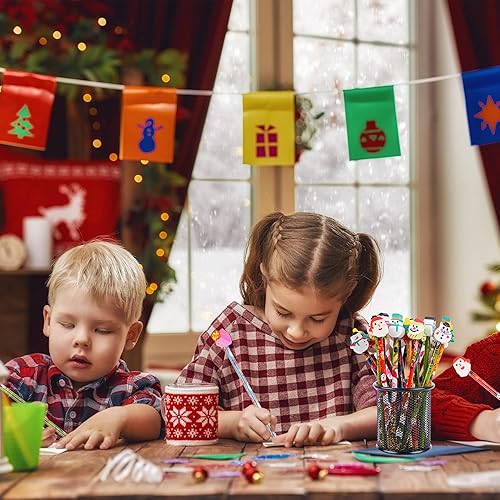 Miniatura 6 de 100 lápices de Navidad, lápices de madera de copo de nieve con muñeco de nieve gigante, borrador de árbol de Navidad, surtido de lápices de