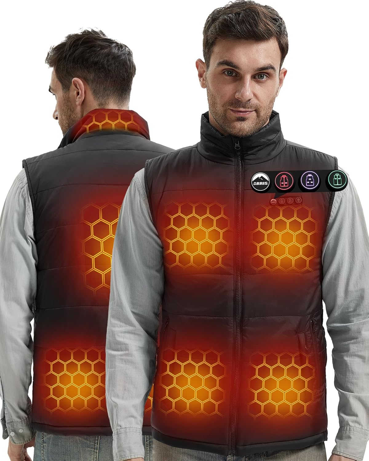 ARRIS Heated Vest with Patented Size Adjustable Design For Men and Women Heated Vest with 7.4V battery - Image 1 of 8