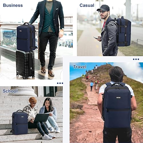 Miniatura 7 de RDTGO Mochila para laptop, para hombres y mujeres, mochila de viaje 40L, marino, Vacaciones