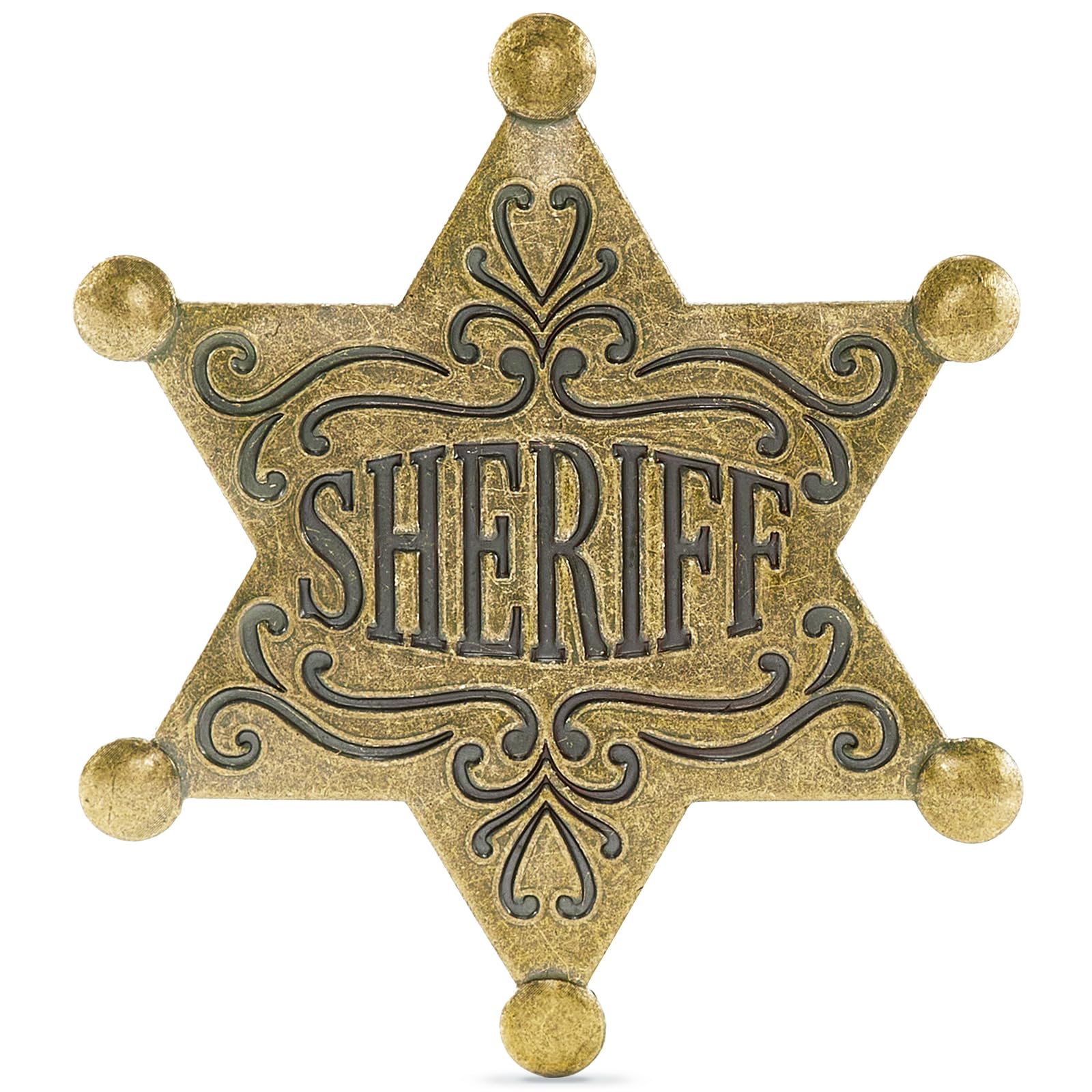 Metal Sheriff Badge Pin - Western Cop Star, Old West Prop