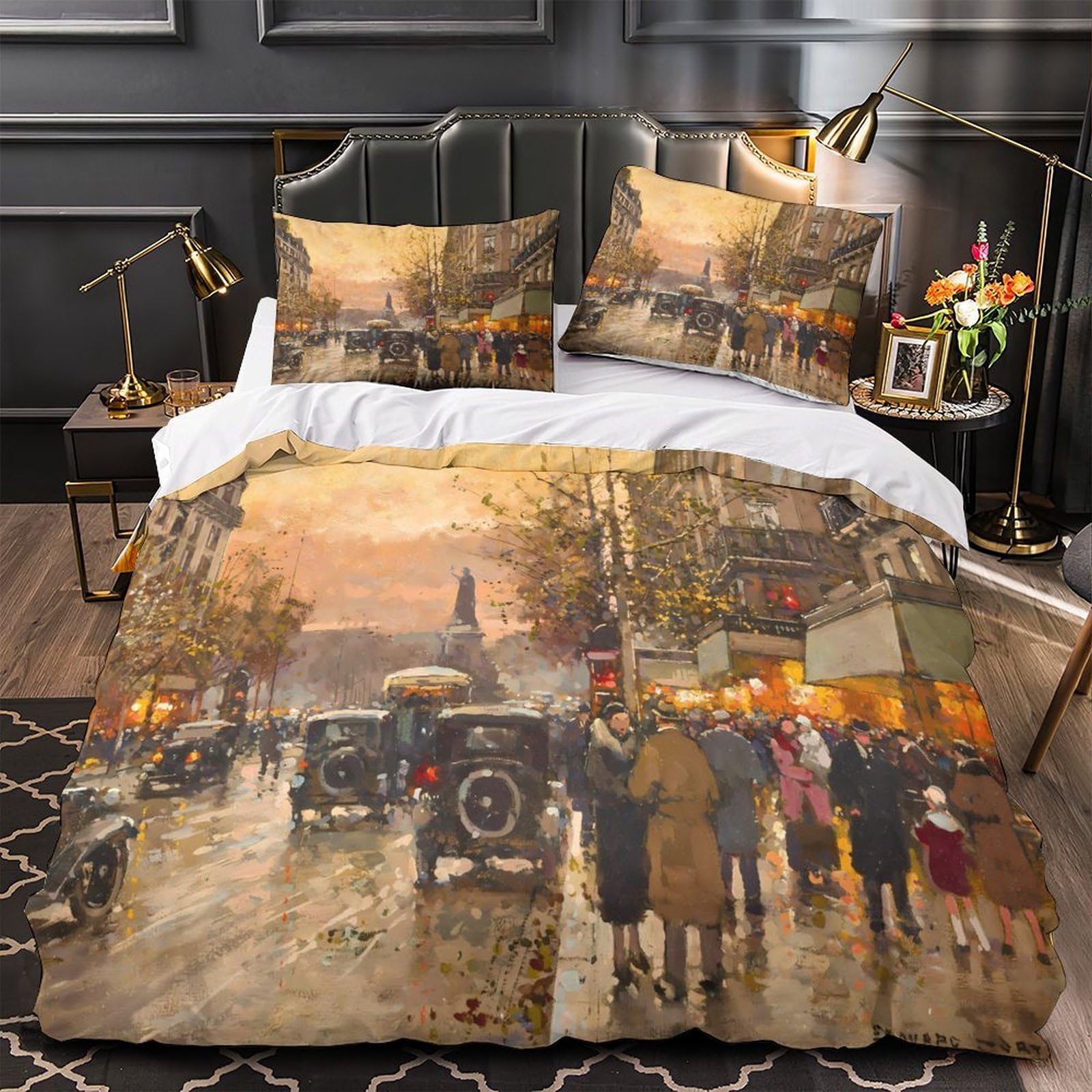 Housse de couette Paris 3D ultra douce pour une chambre romantique