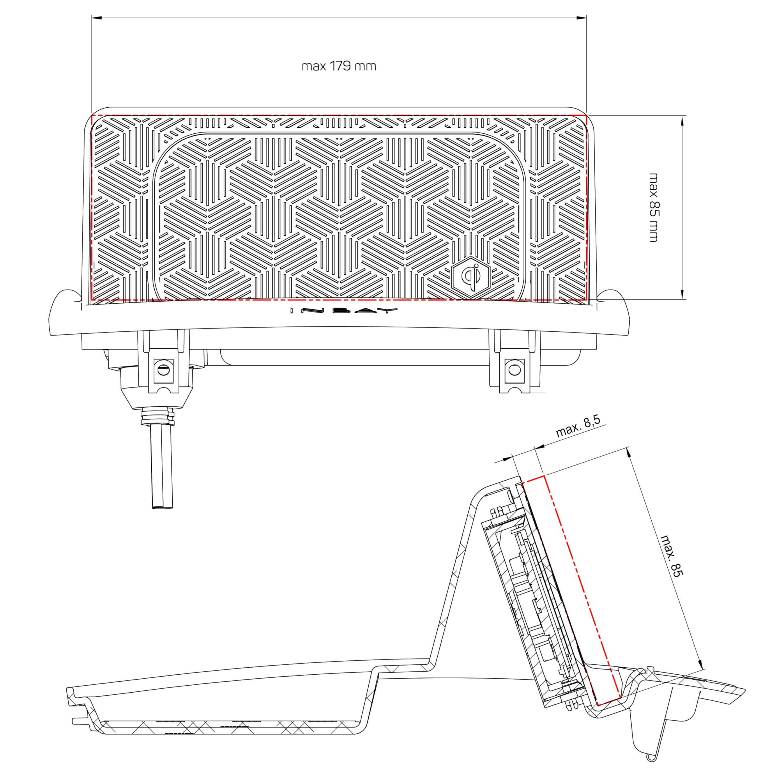 Inbay Bezprzewodowa ładowarka Fiat Ducato Citroen Jumper Peugeot Boxer Opel 10 W indukcyjne ładowanie samochodowe, smartfon, telefon komórkowy, samochód, bezprzewodowe ładowanie, certyfikat QI, do