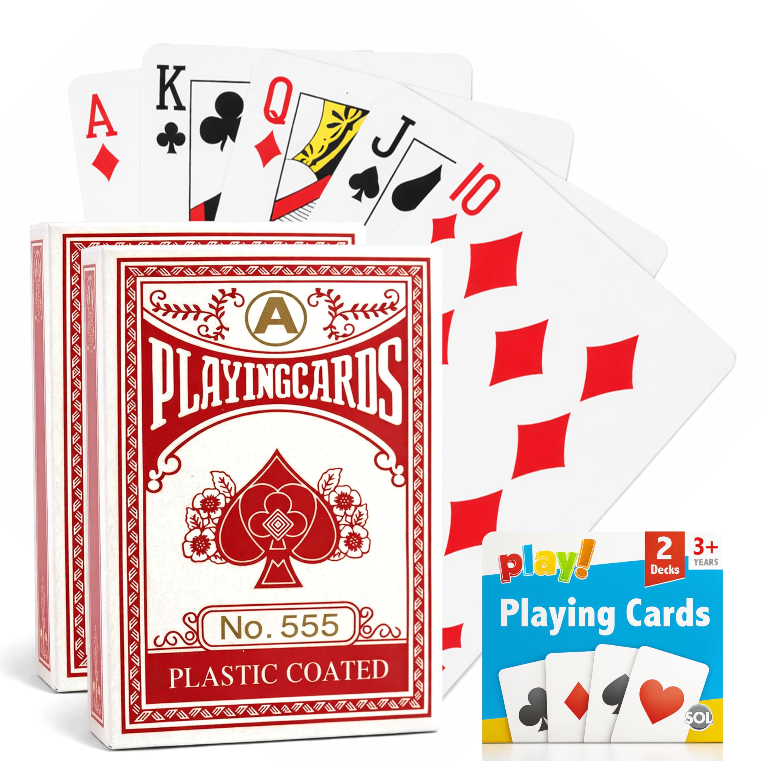 2 Pack Playing Cards UK, Mini Plastic Deck Multipack for Adults, Poker Gift Set, Premium, Lightweight, Cool Design for Funny Game Nights, Travel and Entertainment