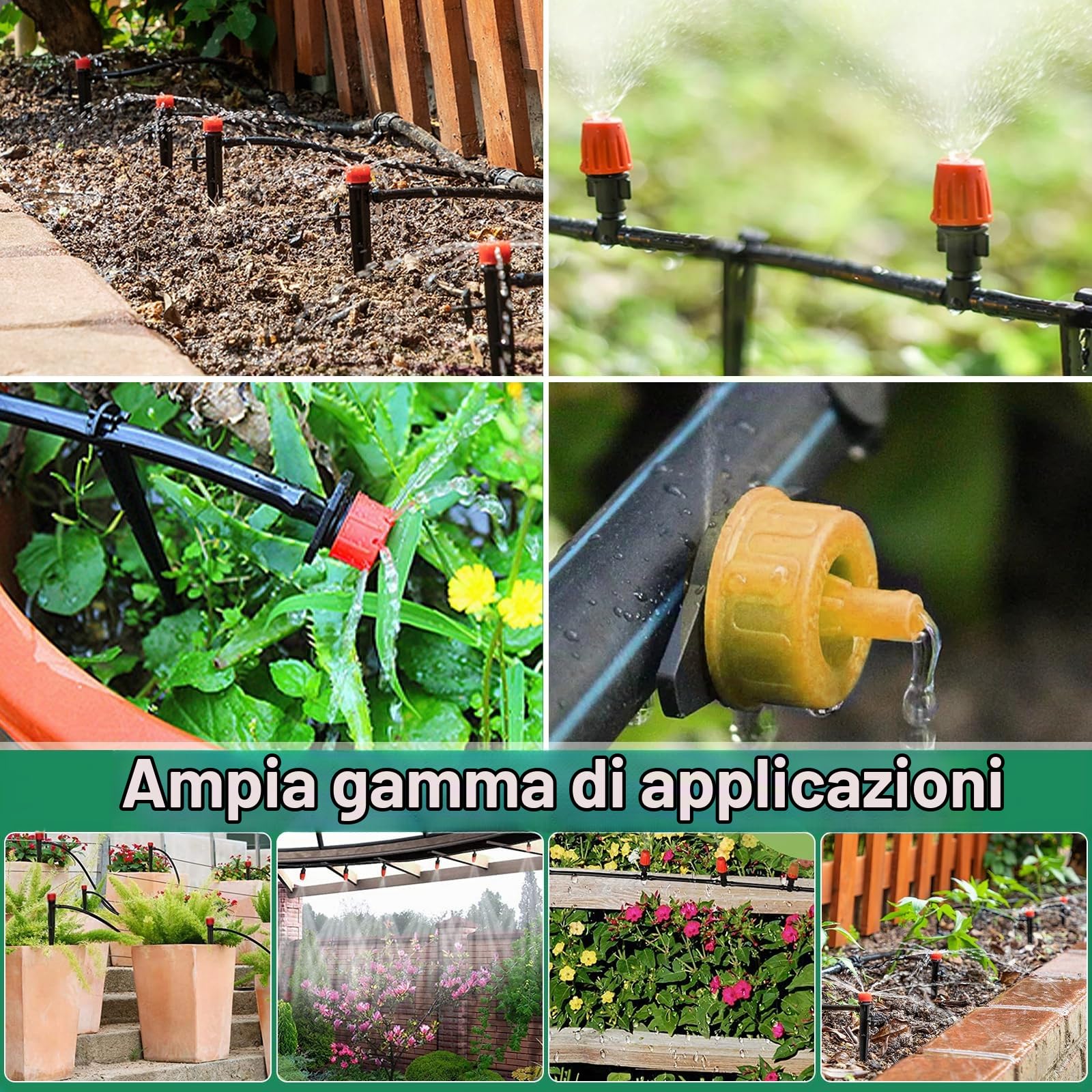 40M + 8M Kit di irrigazione a goccia,269 Pezzi DIY Micro Serra Automatica Sprinkler Gocce,Sistema di irrigazione da giardino,per piante da giardino,Giardino Irrigazione Kit.