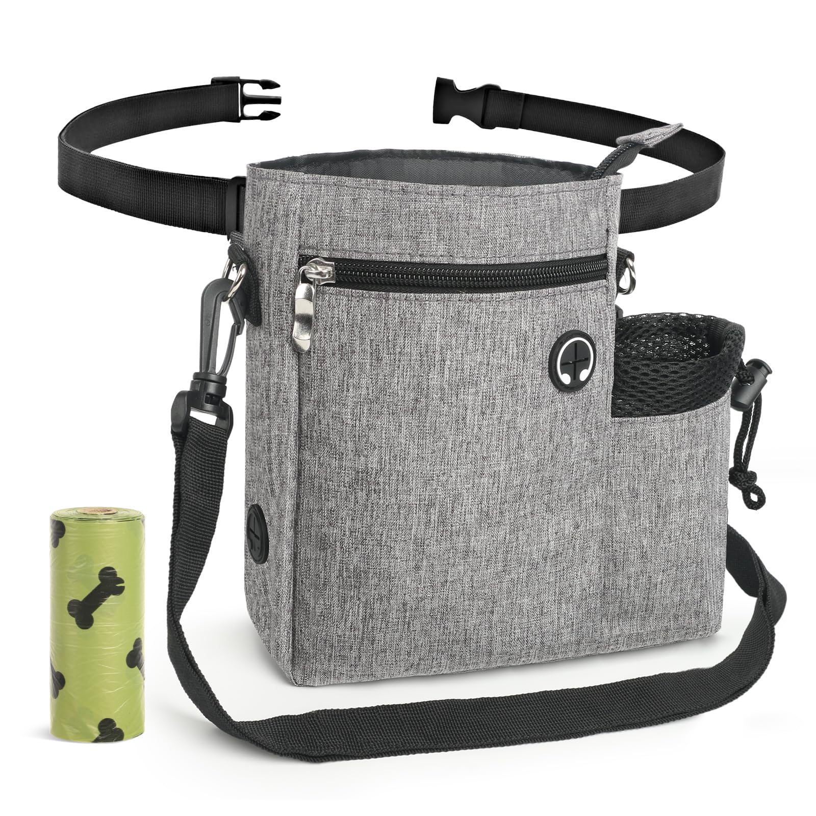 Dog Walking Bag, Dog Treat Bag with Water Bottle Holder, Hands Free Dog Walking Training Bag with Multiple Pockets, Adjustable Waist Shoulder Belt, 3 Ways to Wear for Outdoor Walking Hiking Training