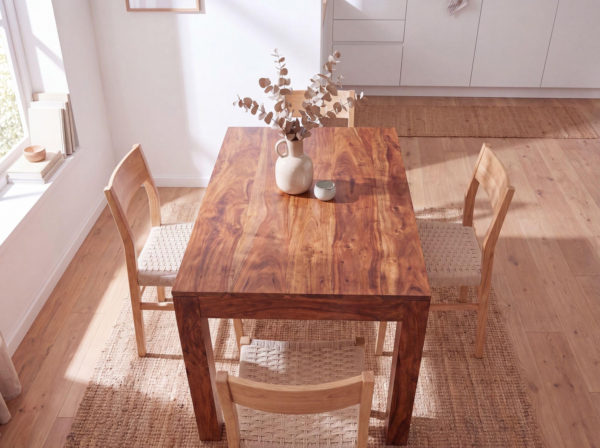 FineBuy Mesa de Comedor 120 x 60 x 76 cm Madera Maciza de Sheesham | Mesa de Cocina Moderno Pequeño