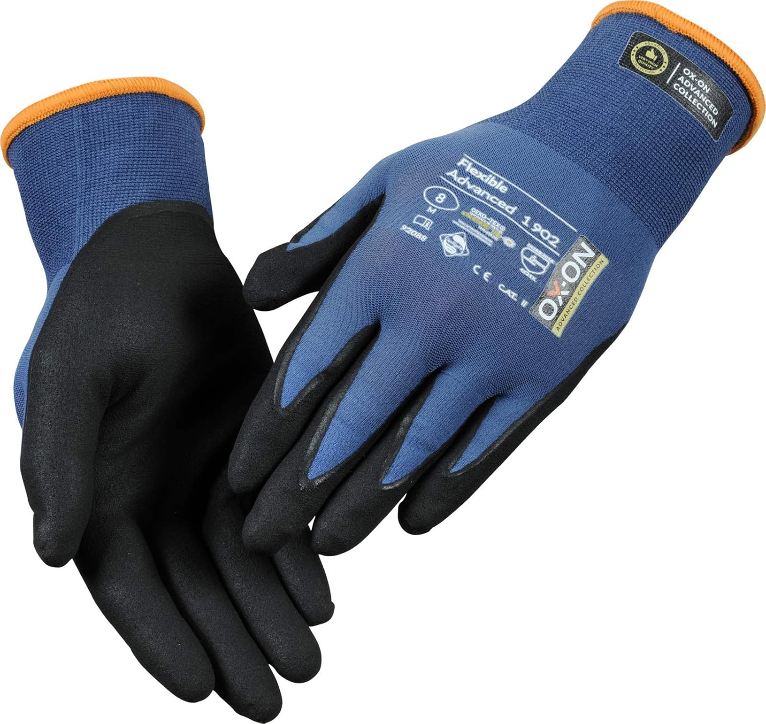OX-ON Flexible Advanced 1902 Blue Work Gloves, Secure Precise Grip, Protective, Versatile & Comfortable - Image 3