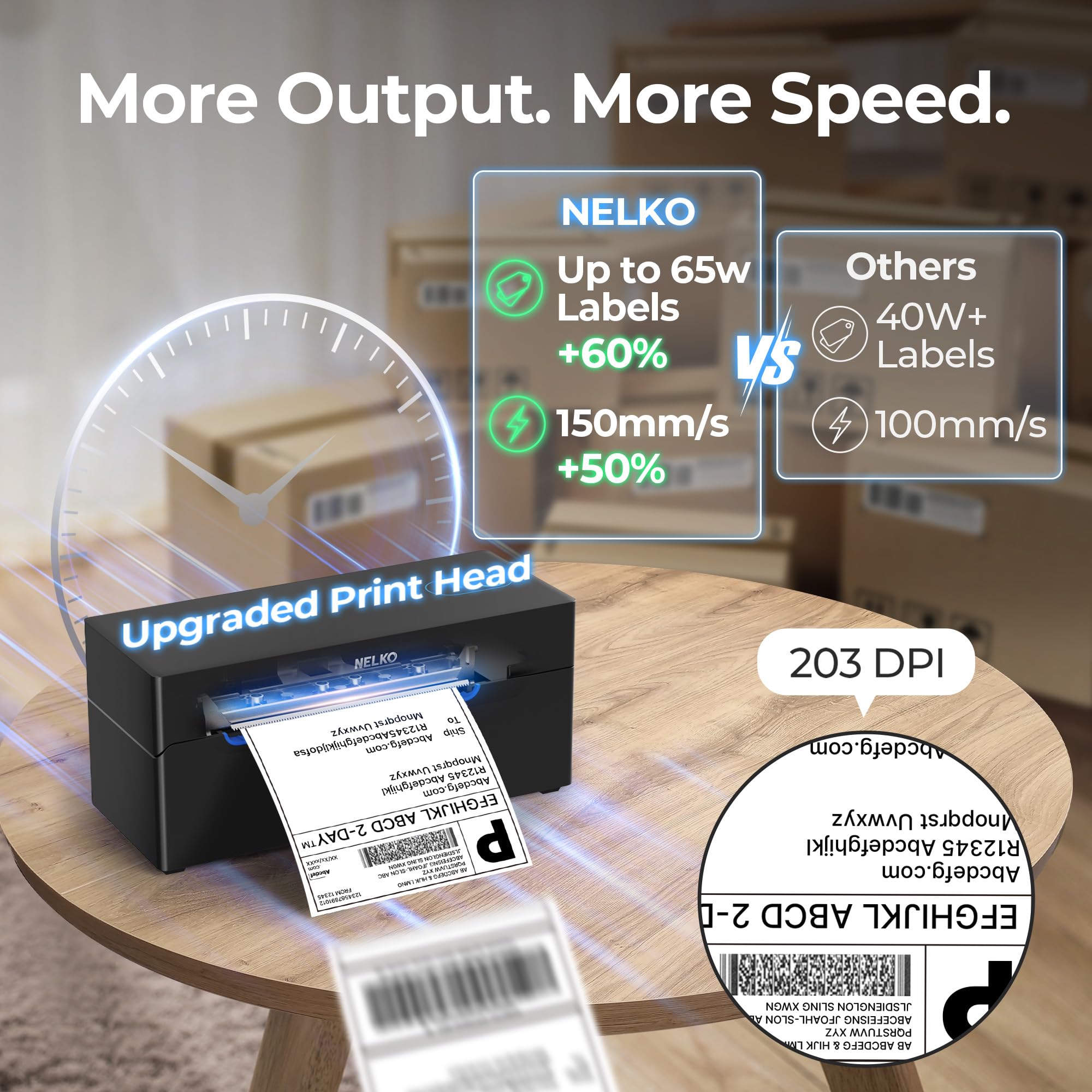 Nelko Bluetooth DHL Etikettendrucker, Labeldrucker 4x6 Versandetiketten Drucker Bluetooth Thermal Printer für Shopify Zalando Amazon UPS, unterstützt Android/iOS und Windows/Mac/Chrome, Black