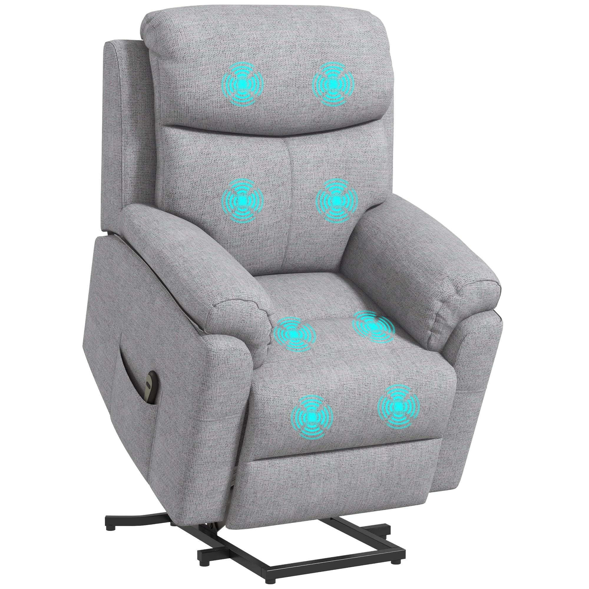 Homcom Unisex Light Grey Power Lift Chair Electric Riser Recliner With Remote Control In
