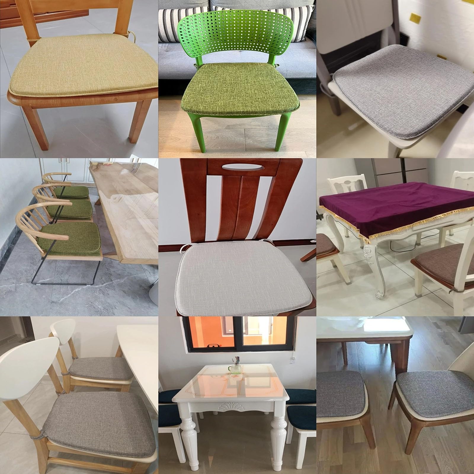 Cuscini per Sedie da Pranzo 45x42cm 40x38cm 38x35cm Schiuma Alta Densità per Esterno Interno Patio Ufficio 4 Pezzi