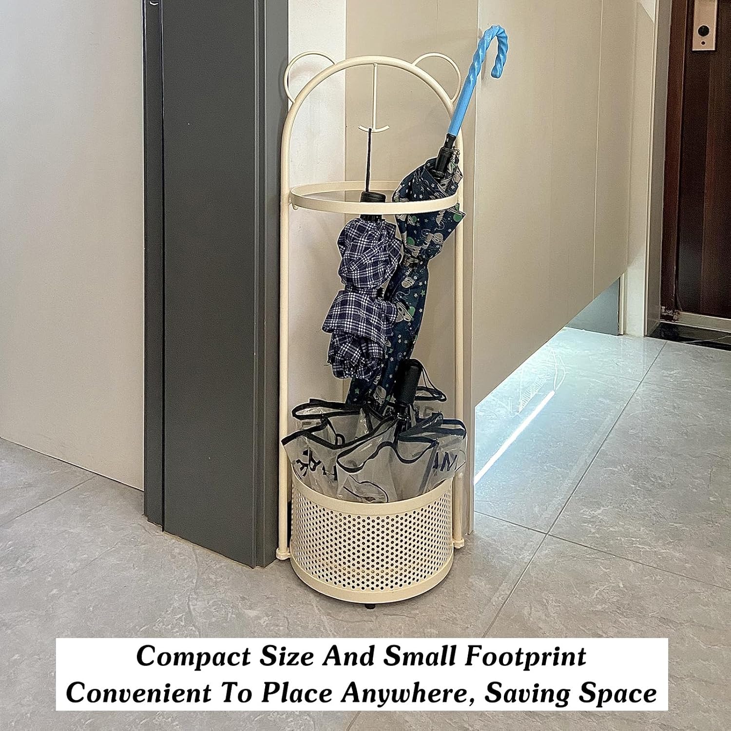 Large Capacity Umbrella Stand Rack with Removable Drip Tray and Hooks, Storage Organizer for Home, Shop, Schools