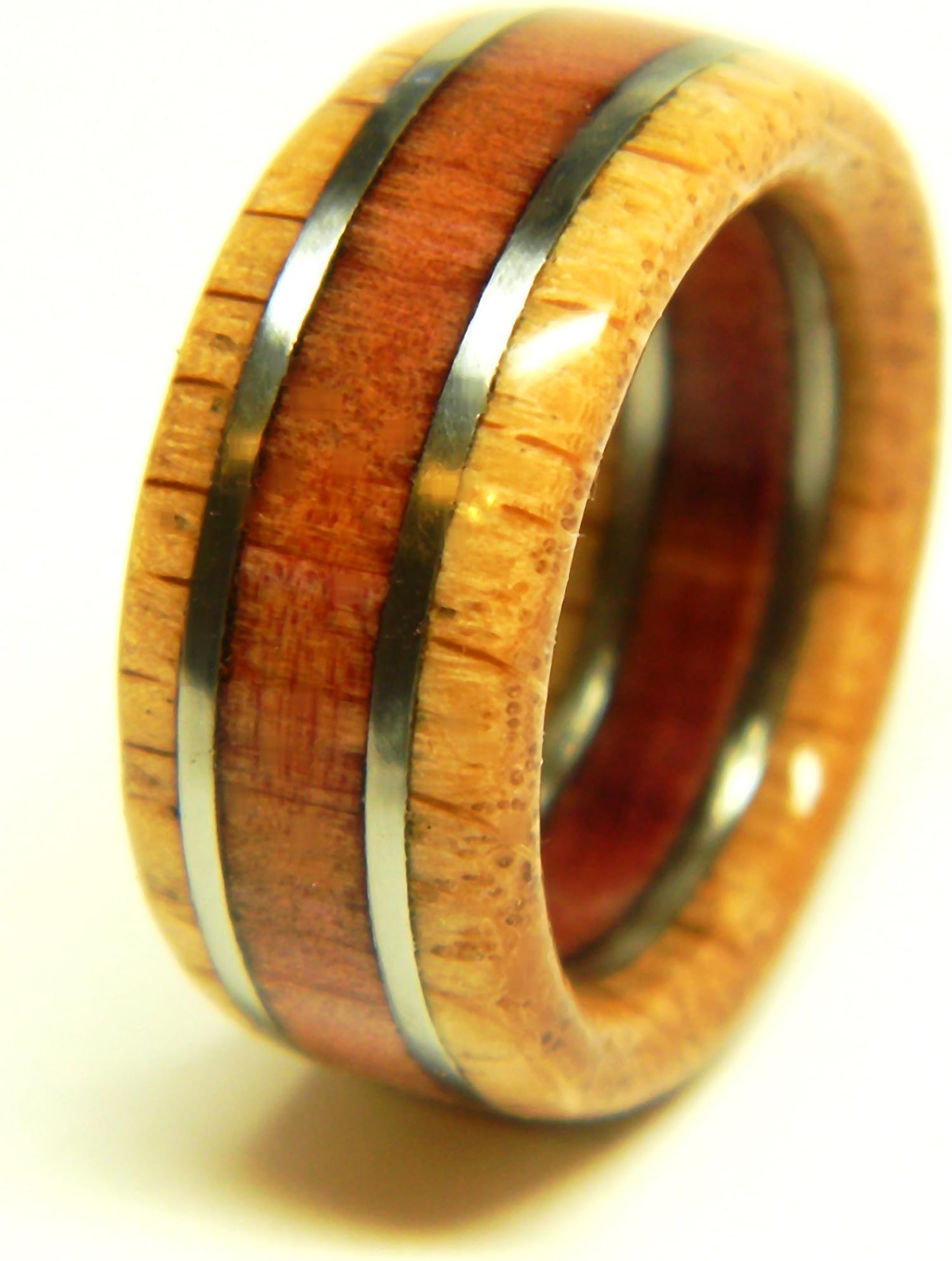 Unique Mens Ring by Saxon Woodworks | Red Cedar And White Oak Mens Ring | Mens Wood Ring