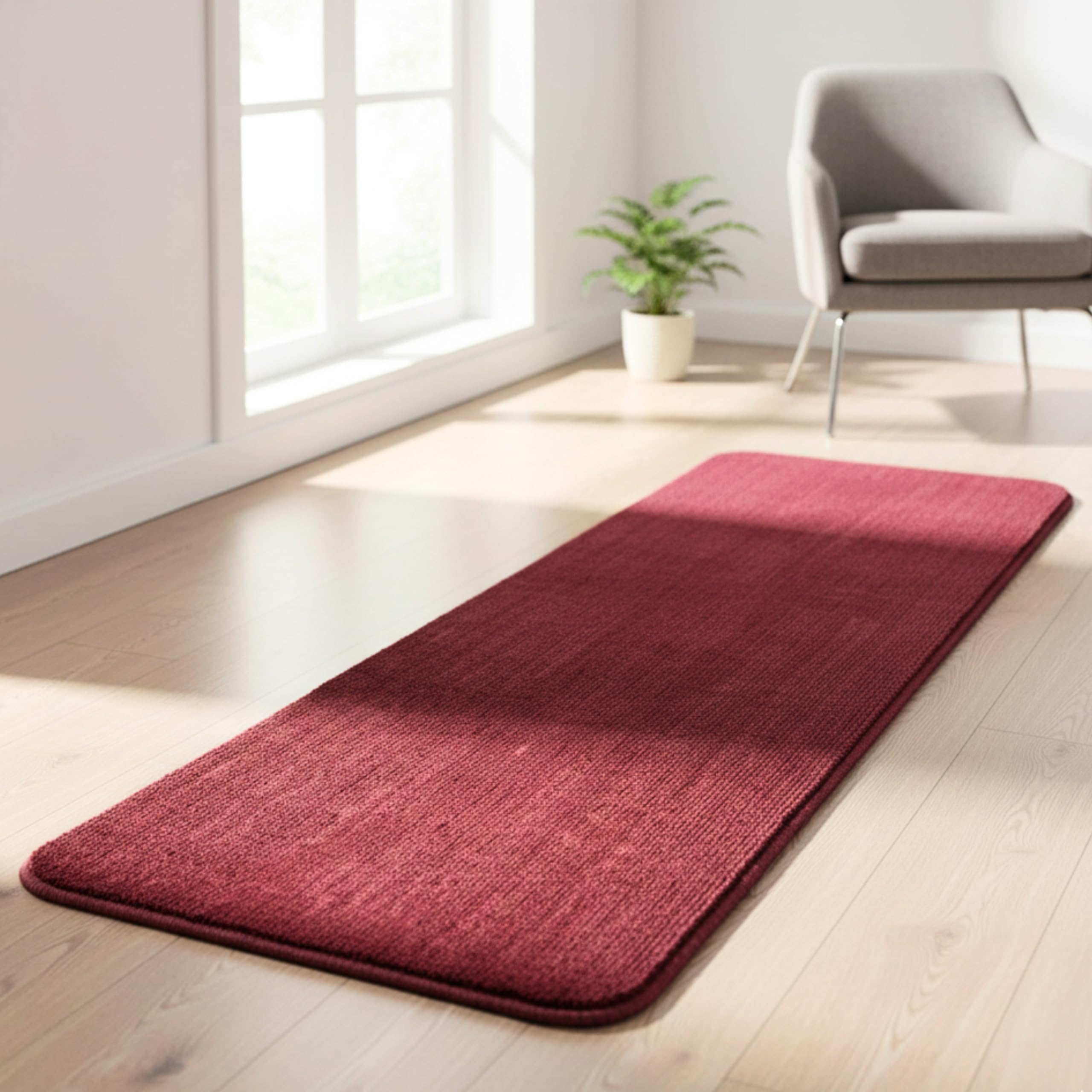 Saral Home Solid Soft PP Yarn Durable & Washable Multipurpose Runner for Home/Kitchen/Living Area/Lobby/Office Entrance with Anti Skid Backing (Maroon, 60 Cm X 200 Cm)