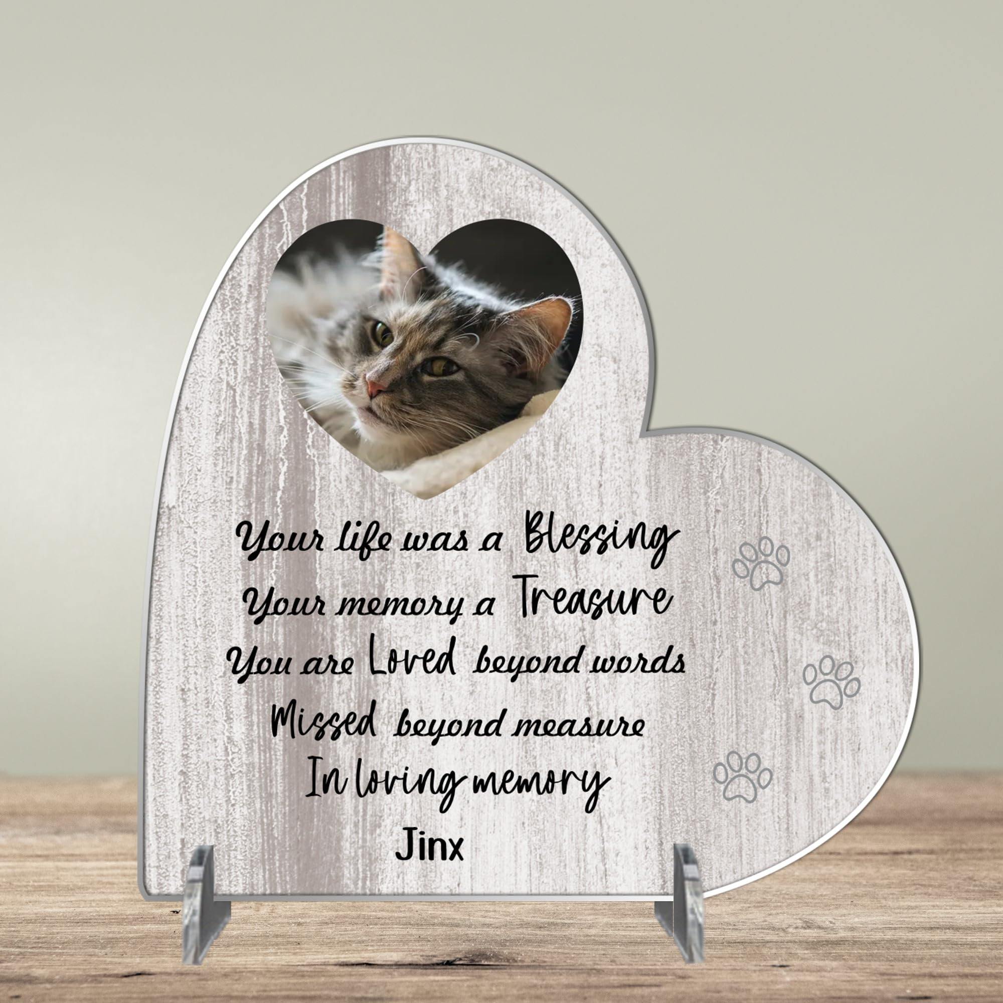 Personalised Pet Cat or Dog Memorial Plaque – 'Your Life Was a Blessing' – Available in MDF or Acrylic, Sizes Small to Large (Acrylic 18.5cm x 19cm, Grey) — image 1