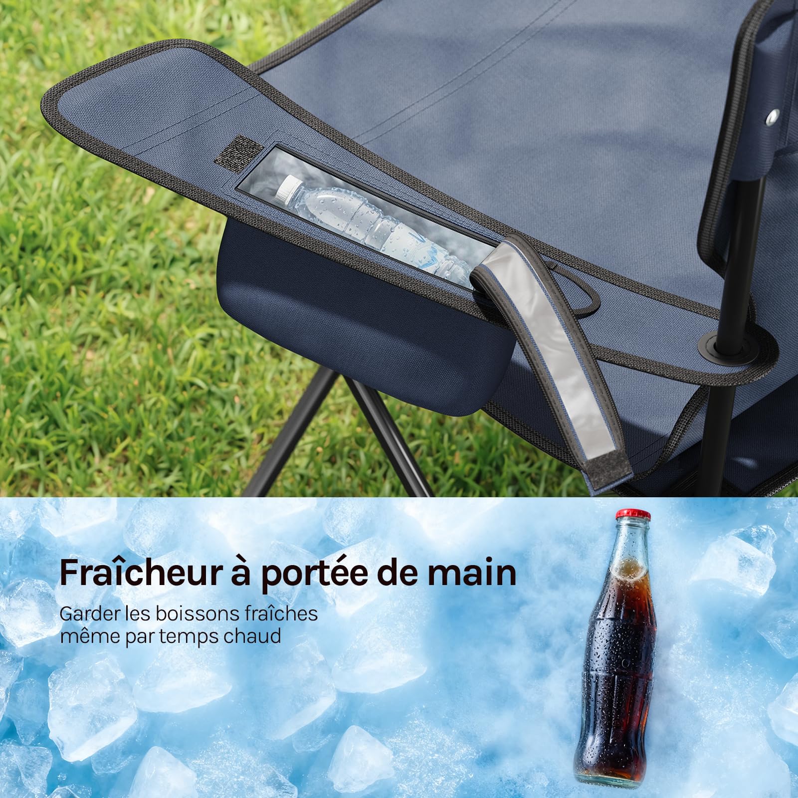 WOLTU Chaise Camping Pliante, Lot de 2, Sac Isotherme, Bleu Marine