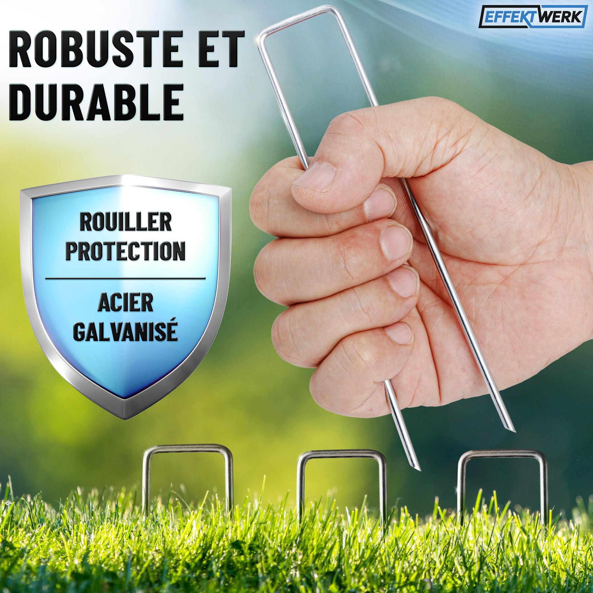 Piquets de Jardin (6"/150 mm, 1000 PK), agrafes galvanisées en Forme de U, épingles en Tissu pour barrière Contre Les Mauvaises Herbes et Installation de Gazon