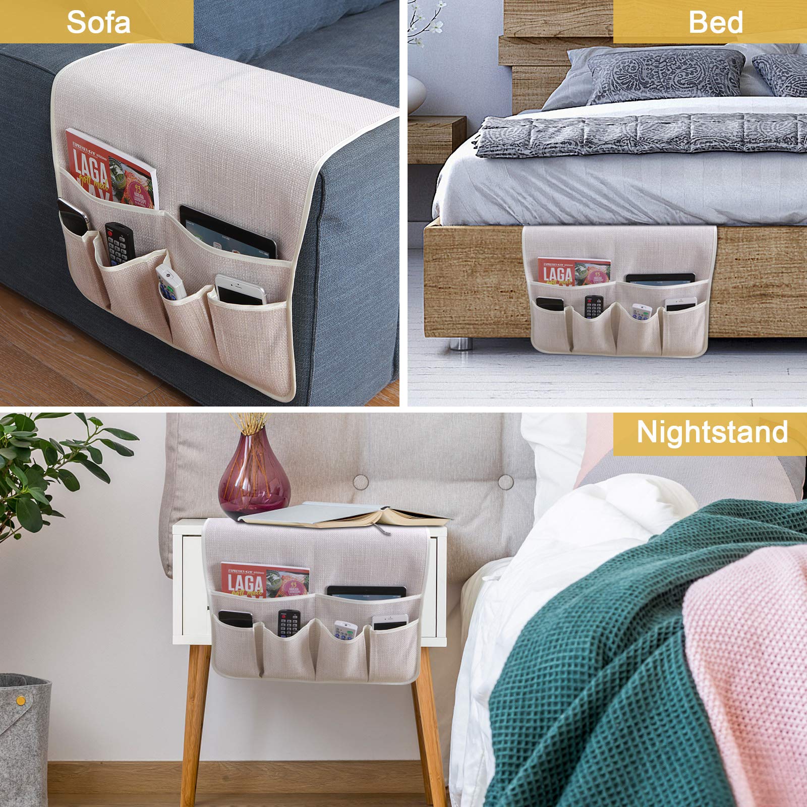 WETRBWEH TV-Fernbedienungshalter - Couch Organizer Mit 5 Taschen Für Sofa & Bett
