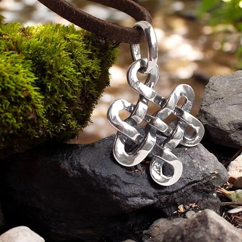 Miniatura 2 de Tibetan Endless Knot Necklace 925 Sterling Silver - Infinite Celtic Love Knot Pendant - Magic Buddhist Good Luck Amulet Talisman - Wiccan Jewelry