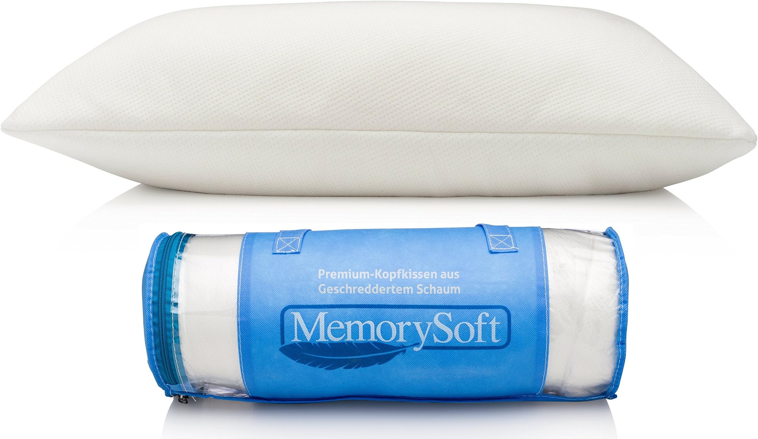 MemorySoft Premium Memory Foam Pillow, Shredded Memory Foam With Thin Memory Foam Shell - Hypoallergenic Cool Bamboo Case