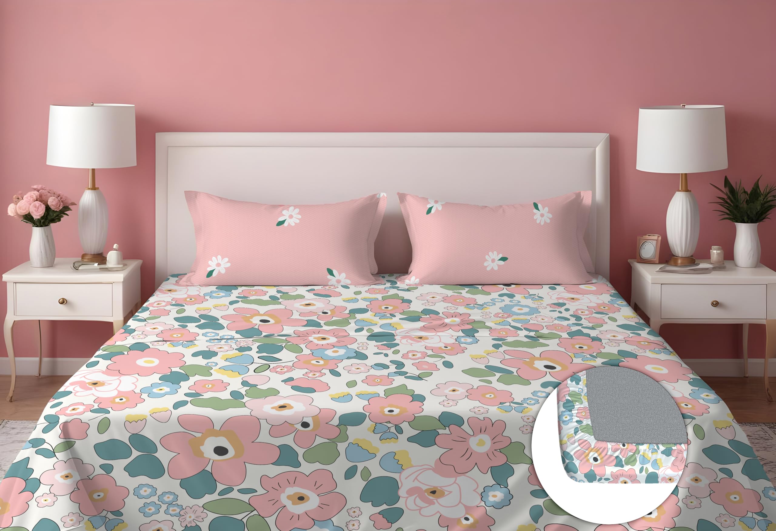 DREAMLET Prime Collections 160TC Pure Cotton Breathable Supersoft Wrinkelfree Double Fitted Bedsheet with 2 Pillow Covers (Pink, Fitted) (B0DCK5KQNX) Amazon Price History, Amazon Price Tracker