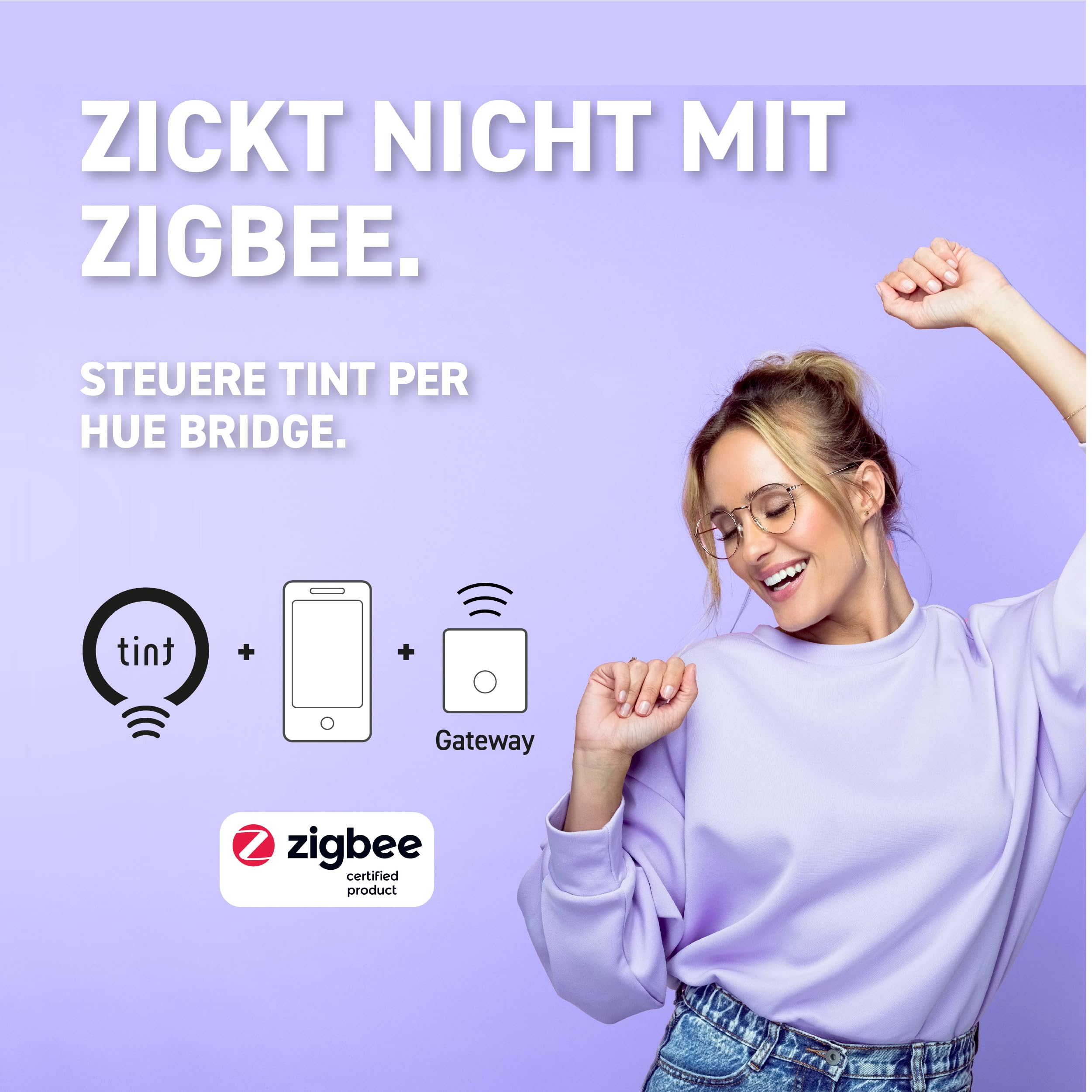 tint Smarte LED-Tischleuchte Dalia Schwarz, farbiges Licht RGB für indirekte Beleuchtung, Farbwechsel, 2,5W, 6 vorprogrammierte Lichtszenen, Bluetooth+Zigbee, funktioniert mit Alexa