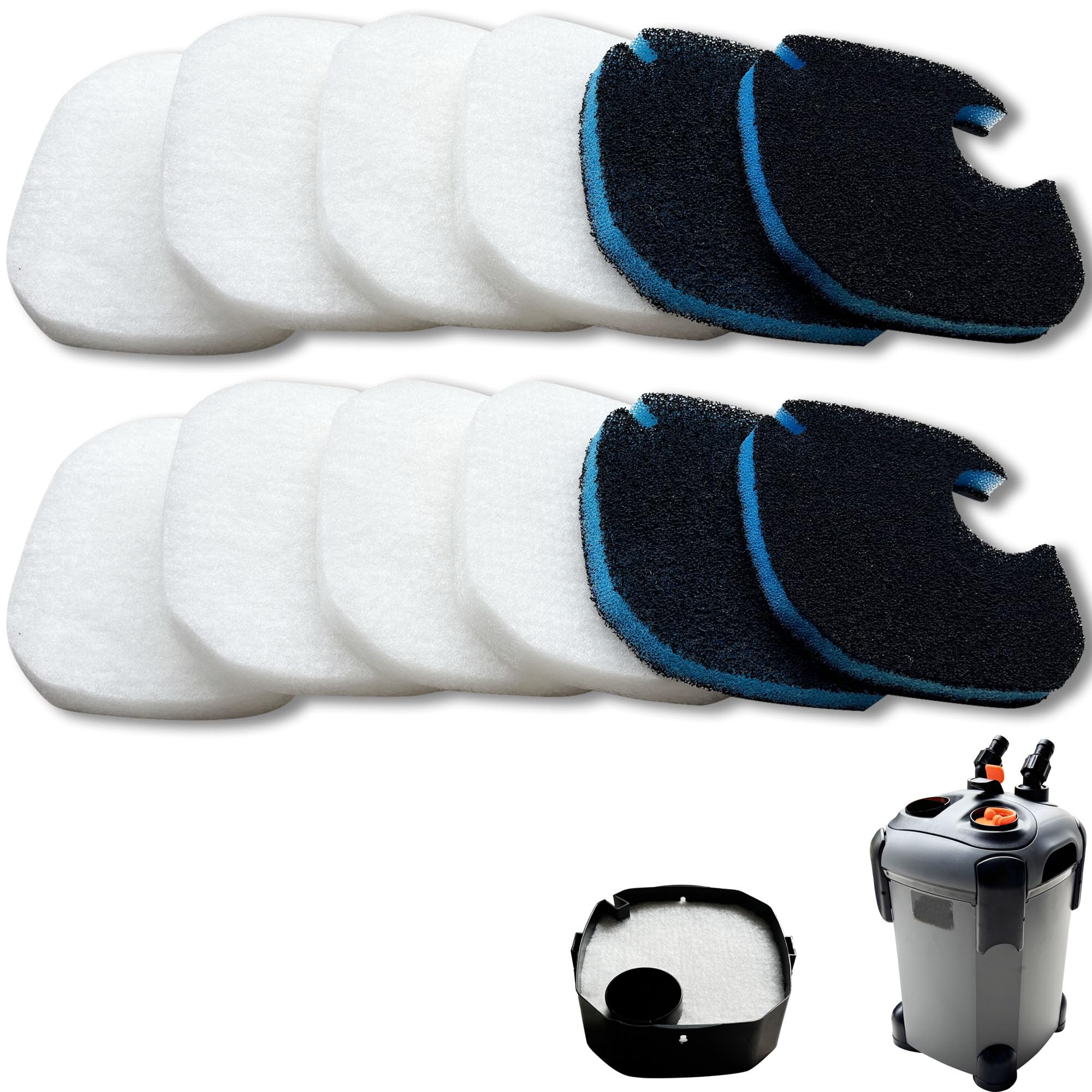 Replacement Canister Filter Pads Compatible with AMOSIJOY 172/225/265GPH Aquarium External Filter, 8 White Floss and 4 Coa...