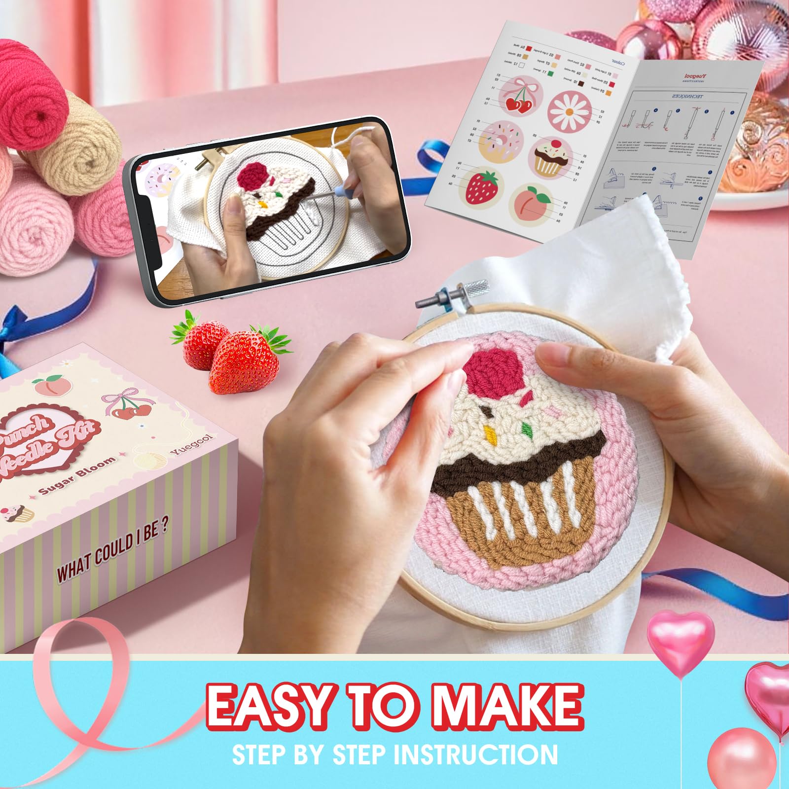 Amazon.com: yuegool 6PCS Punch Needle Coaster Kit, Easy DIY