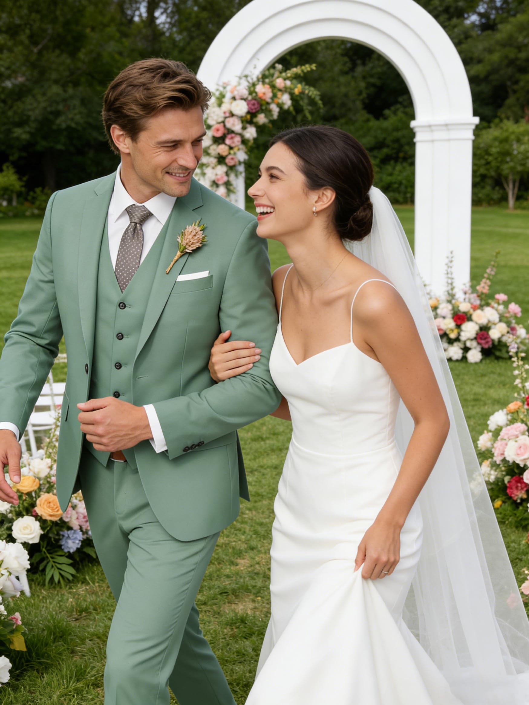 Costume 3 pièces pour homme, coupe ajustée, costume de mariage élégant à un bouton, gilet et pantalon