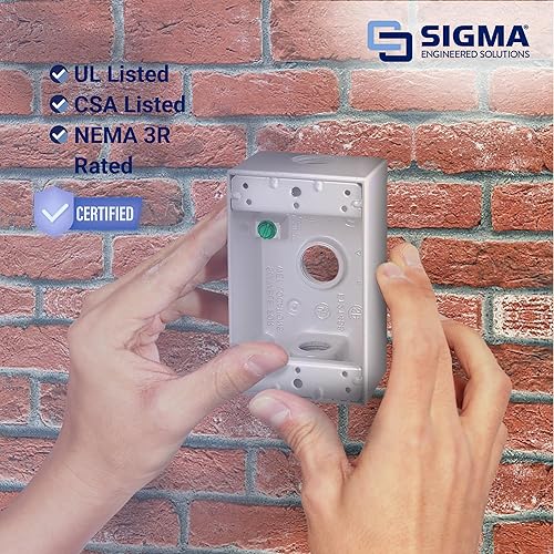 Miniatura 6 de SIGMA ENGINEERED SOLUTIONS 14250WH - Caja de enchufes eléctricos de metal, resistente a la intemperie, fácil montaje para enchufe y protector de