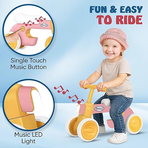 Miniatura 9 de Henry & Colin Bicicleta de equilibrio de bebé para niños, sin pedal, 4 ruedas silenciosas y asiento suave, primera bicicleta, caminante para niños y