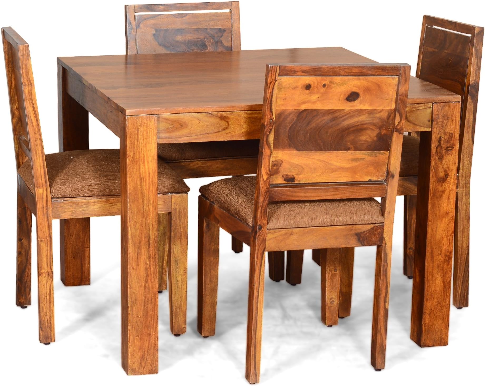 Madera Jerome Four Seater Solid Wood Dining Table Set (Teak Finish, Brown)