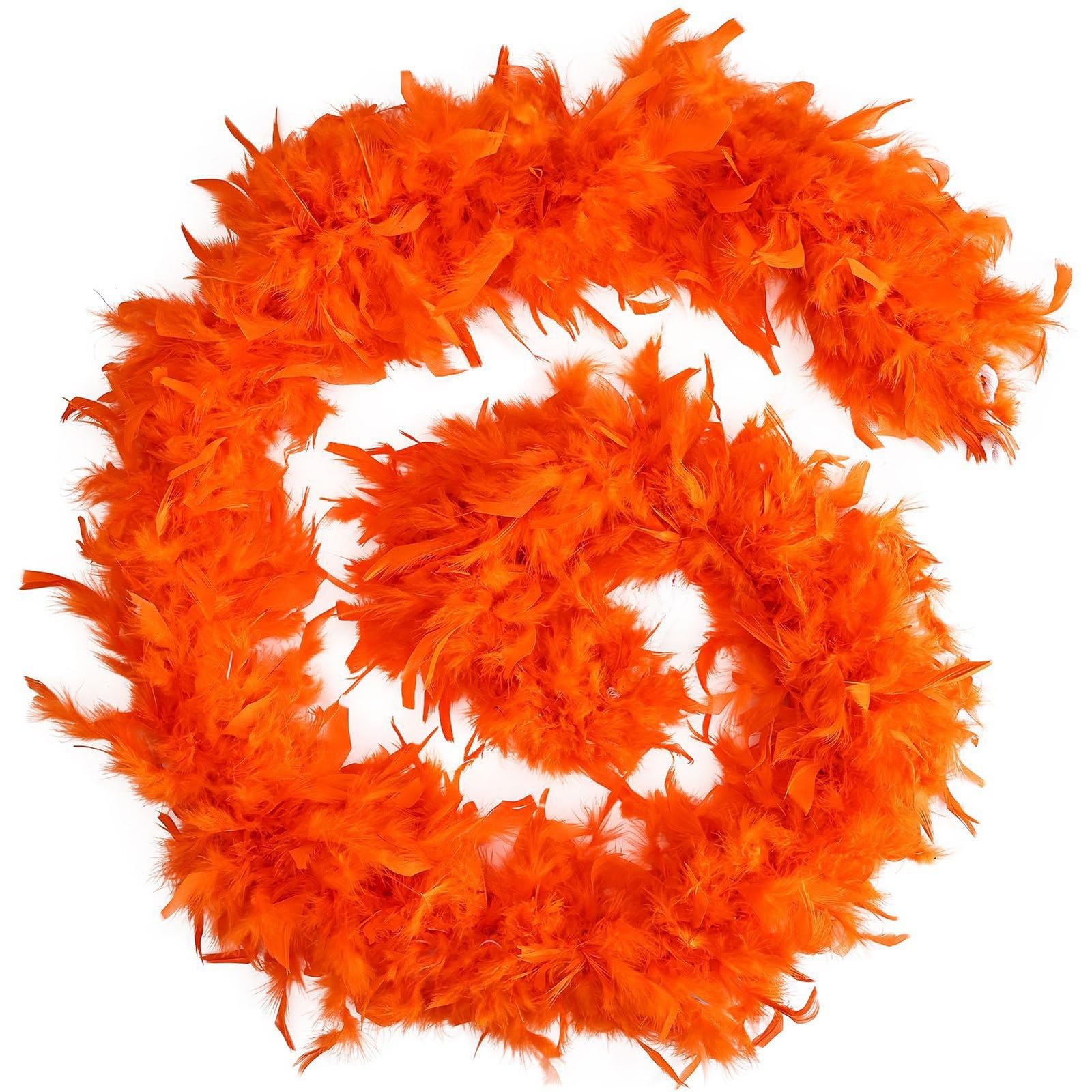 HAJHI 70.8in Feather Garland Diy Crafts Turkey Feather Scarf Bouquet Cake Packaging Costumes Accessories Feather Boa Vibe Props Wedding Party Bars(60g,Orange)