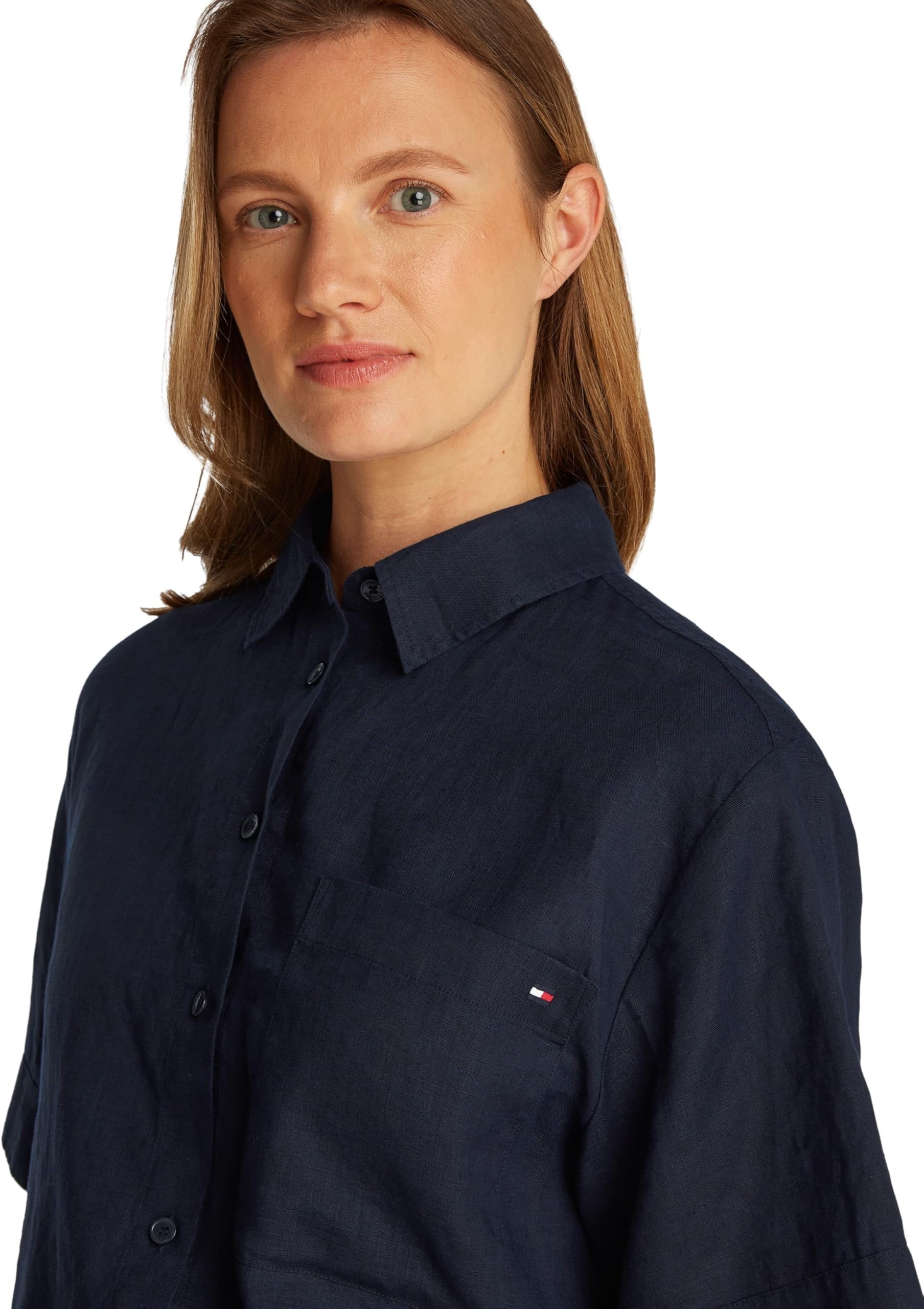 Tommy Hilfiger Chemise Femme Linen Relaxed Manches Courtes