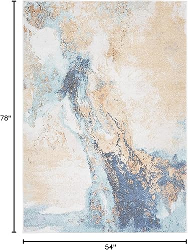 Miniatura 9 de SAFAVIEH Phoenix Collection - Alfombra de área de 9 x 12 pies, azul, diseño abstracto moderno, no desprende pelusa y de fácil cuidado, ideal para