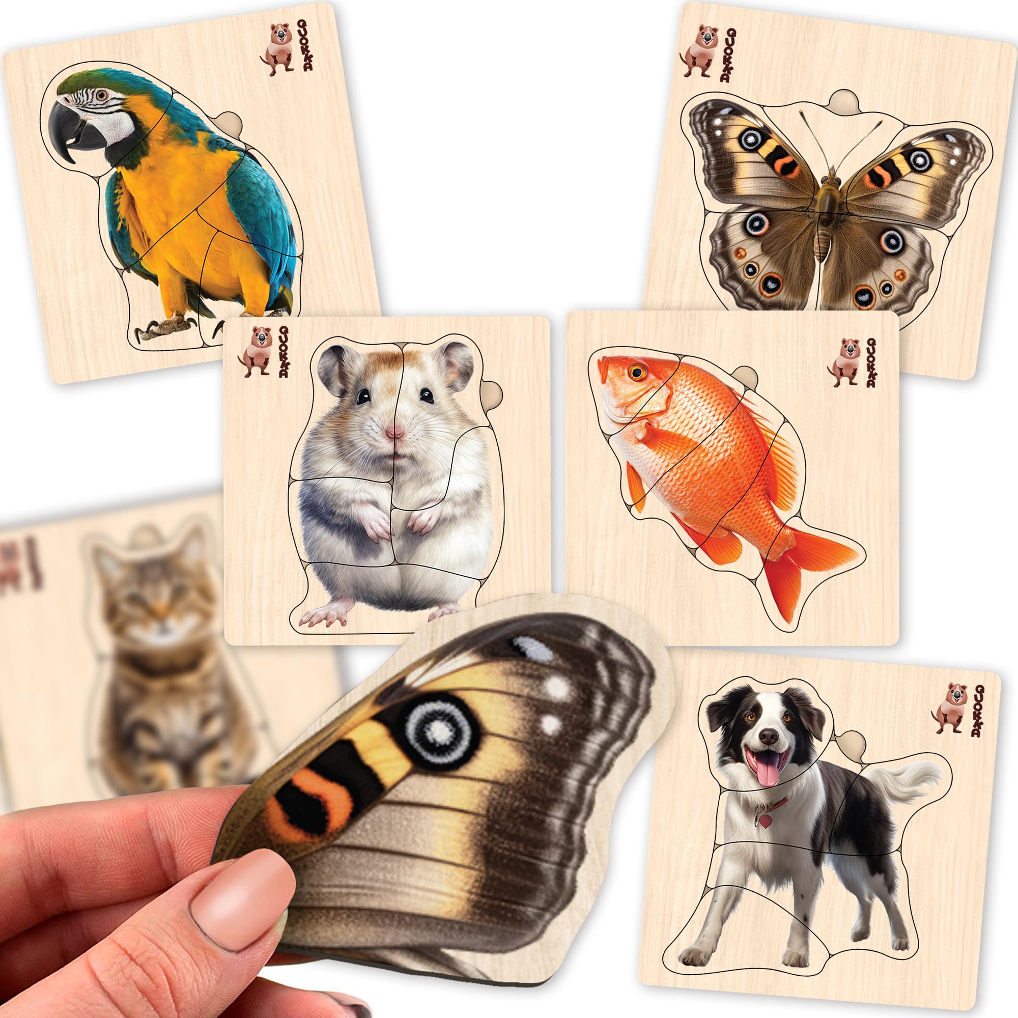 QUOKKA Spielzeug Puzzle ab 1 2 3 Jahre - Montessori Holz Steckpuzzle für Kinder ab 4 - Tiere Lernspielzeug für Mädchen and Jungen