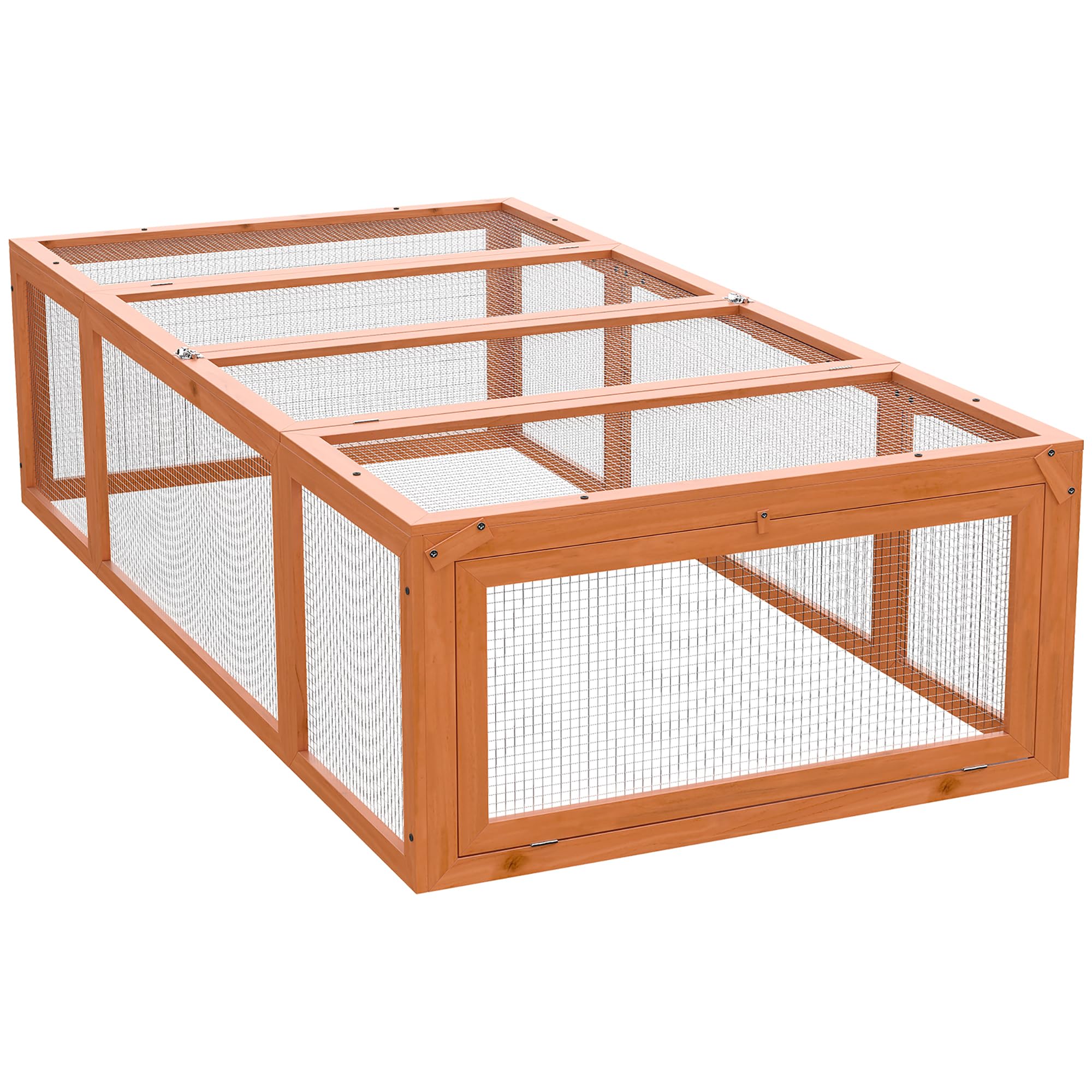 PawHut Clapier Lapin extérieur en Bois, Cage Cochon d'Inde 180 x 90 x 48 cm avec Toit ouvrable et Portes verrouillables, abri pour rongeurs avec enclos et Espace Libre pour Petits Animaux, Jaune