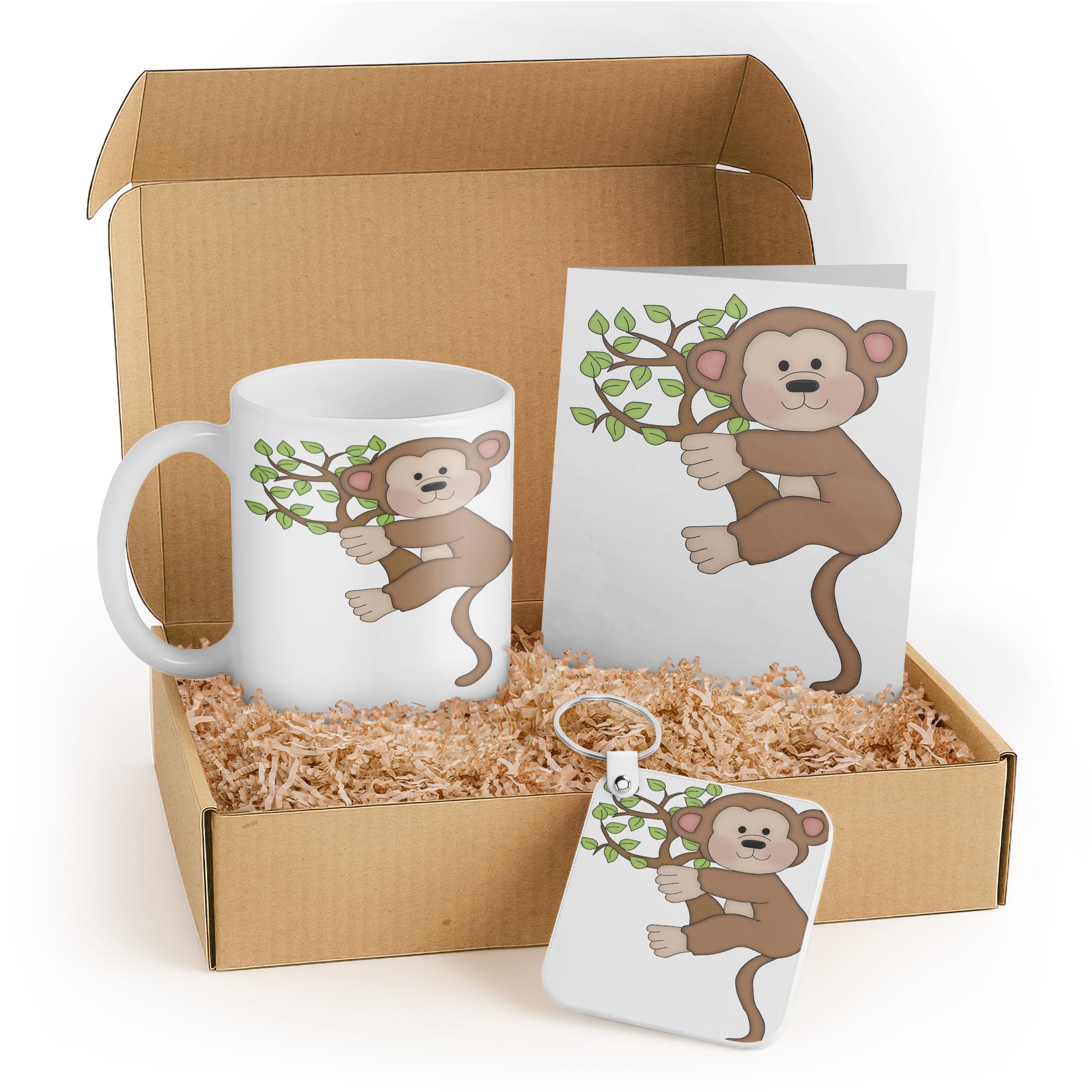 3dRose Cute Monkey Gift Set for Kids – Includes Mug, Notepad, and Keychain – Ideal Birthday Gift for Animal Lovers