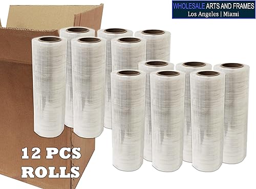 Miniatura 3 de 16"x1500' película de estiramientoenvoltura de paleta 12 rollos de calibre 80 Strengh industrial 20 micrones Clear Adhering Packaging durable para