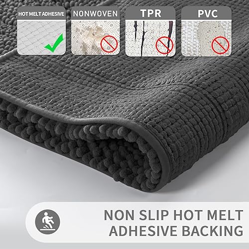 Miniatura 6 de Yimobra tapete de baño en forma de U para inodoro, tapete de contorno de felpilla para baño, suave y cómodo, absorción de agua, antideslizante,