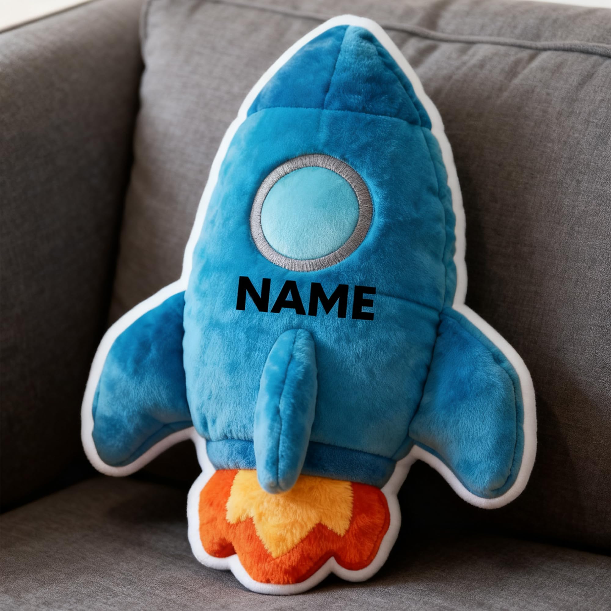SosnSusn Custom Cute Rocket Shaped Pillow with Name, Double-Sided Personalised Pillow for Bed Sofa Car Couch Decor Cushion Birthday, Christmas, Valentine's Day Gifts for Men Women Family Friends