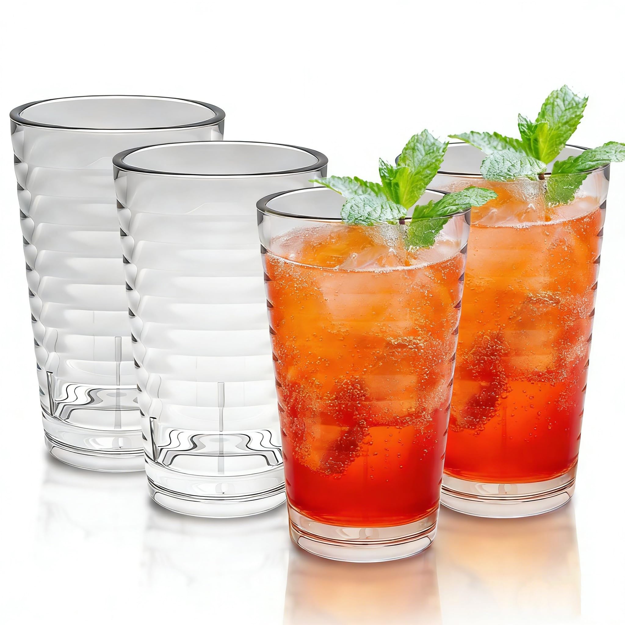 Acrylic Plastic Drinking Glasses Plastic Tumblers Water Glasses Set of 4 13oz Unbreakable Glasses Drinking Reusable Cup Set