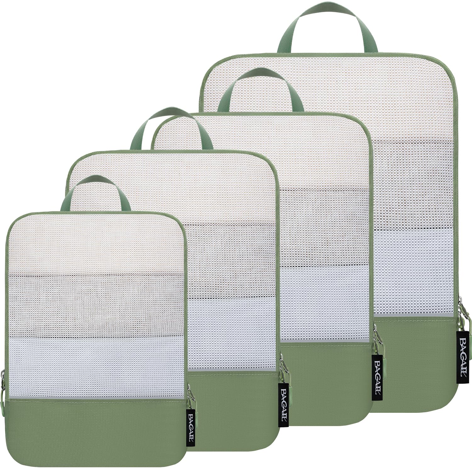 BAGAIL 4 Set/6 Set Ultralight Compression Packing Cubes Packing Organizer for Travel Accessories Luggage Suitcase Backpack(70D 4Set Mesh MatchaGreen)