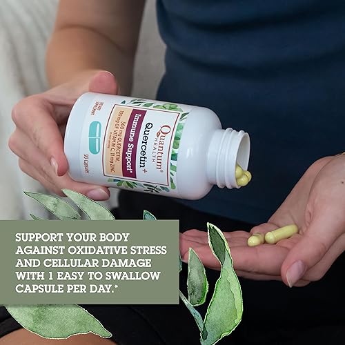 Miniatura 7 de Quantum Health Quercetin+ 500mg Potente suplemento de apoyo inmunológico con zinc 11 mg y vitamina C 100 mg  Complejo de refuerzo de inmunidad