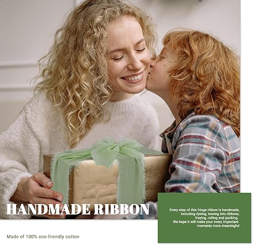 Miniatura 5 de Cinta rosa para envoltura de regalos, cinta de seda hecha a mano con flecos para ramos de novia, envoltura de invitaciones de boda, 4 rollos de 1.6