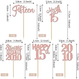 30PCS Straight Outta 2010 Cupcake Toppers Gold Glitter Fifteen Happy 15th Birthday Cupcake Picks Cheers to 15 Years Cake Decorations for 15th Birthday Anniversary Party Decoration Supplies