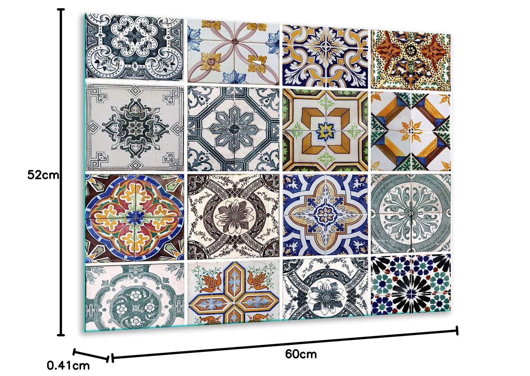 QTA | Placa protectora para vitrocerámica, 60 x 52 cm, 1 pieza, universal, eléctrica, inducción, protección contra salpicaduras, tabla de cortar, mosaico